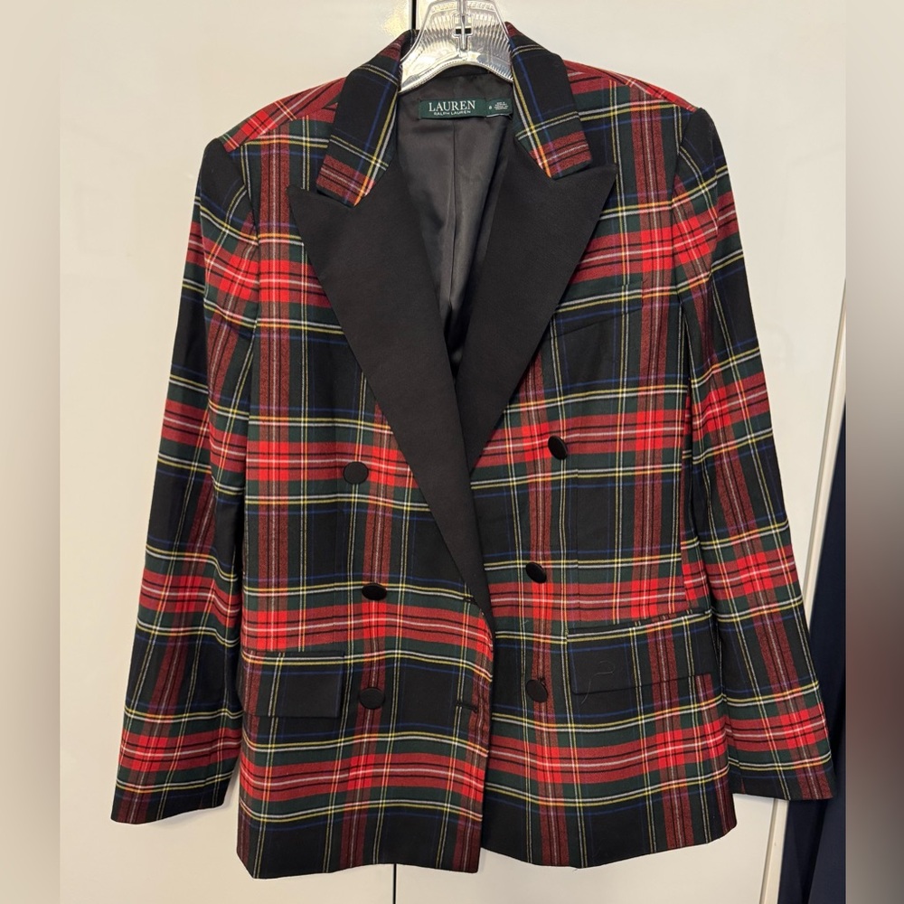 Lauren Ralph Lauren Women's Plaid Blazer - Red and Black size 8